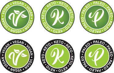 Vegan paleo and keto diet vector illustration symbol