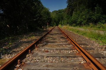 Old railroad tracks in the mountains