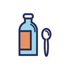 medicine bottle drug and spoon flat style icon