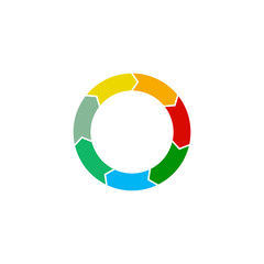 Business process. Circular arrows with 7 options, circles. Vector template.