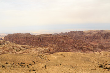 Fototapeta na wymiar Arabah valley desert panorama with mountains in Jordan