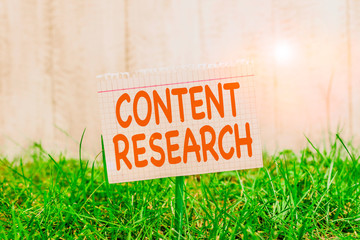 Conceptual hand writing showing Content Research. Concept meaning method for studying documents and...