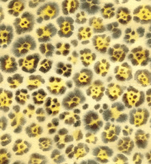 Seamless leopard fur brown and yellow watercolor pattern. Animal print.
