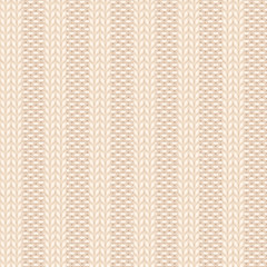 Seamless rib knit beige pattern. Handycraft background