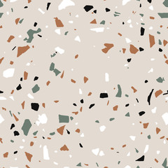 Seamless pattern in terrazzo style. Marble texture. Vector abstract background.