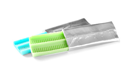 Chewing gums on white background