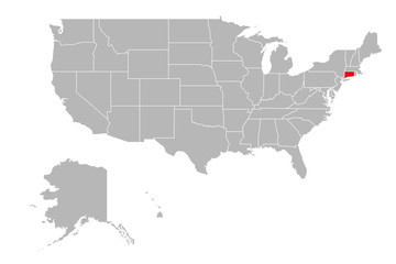 Connecticut highlighted on USA political map. Gray background.