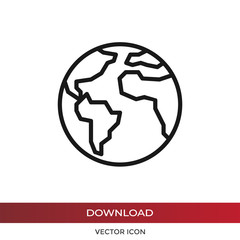 Earth planet icon vector. Simple earth planet sign in modern design style for web site and mobile app. EPS10