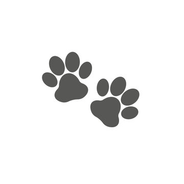 Paw prints sign isolated on white background