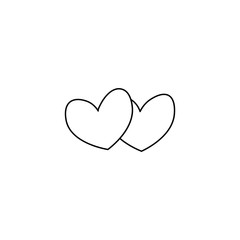 Hand drawn two hearts flat vector icon isolated on a white background.Valentine's day hearts icon.