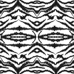 Blue Animal Zebra Vector Seamless Pattern.