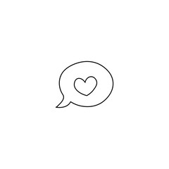 Hand drawn speech bubble with heart flat vector icon isolated on a white background.Dialogue bubble. Valentine's day concept icon,