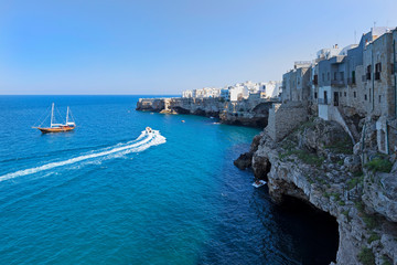 Coast of Polignano a Mare in Italy.