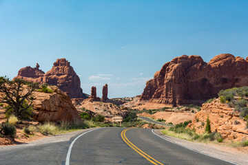 Winding Road in Arches National Park Utah USA. Arches is a Utah national park located in Utah.