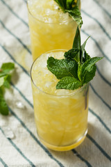 Homemade Boozy Green Chartreuese Swizzle Cocktail