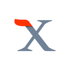 Fast speed X serif letter logo.