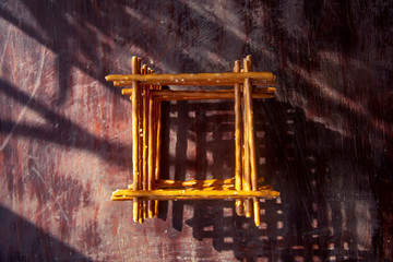 geometric still life of salty cookies straws