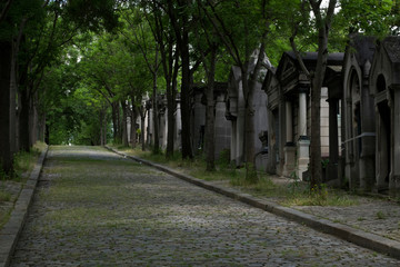 Fototapeta na wymiar Tombs at Pere Lachaise cemetery in Paris
