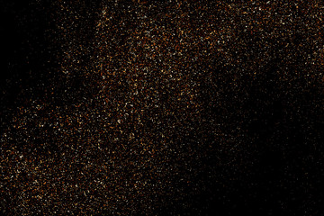 Fototapeta na wymiar Coffee Color Grain Texture Isolated on Black Background. Chocolate Shades Confetti. Brown Particles. Digitally Generated Image. Vector Illustration, EPS 10.