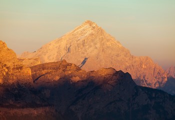 Naklejka premium Monte Antelao, evening sunset wiew