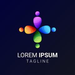 People group and social connection icons and logo, vector illustration