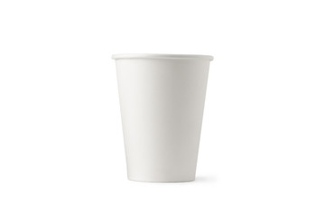 White disposable paper cup  isolated on white background