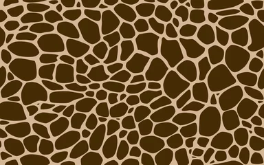 Gordijnen Textuur giraffe bruin beige vlek dierenhuid print naadloos herhalen © Natallia