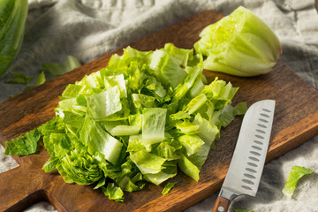 Raw Green Organic Cut Up Romaine Lettuce