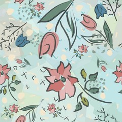 Trees with no leaves. Continuous Pattern. Partly Seamless. Vector Illustration