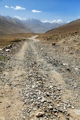 Fototapeta na wymiar unpaved road in Tajikistan, Wakhan valley, Pamir