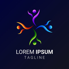 People group and social connection icons and logo, vector illustration