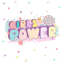 Girls power colorful stylish lettering vector illustration