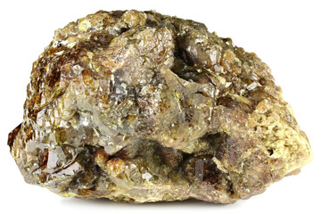 vesuvianite from Fushan Mine, China isolated on white background