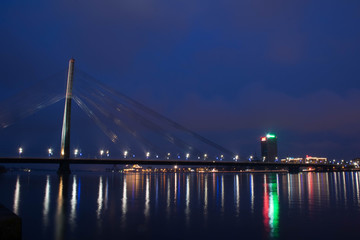 View of the cable-stayed bridge in Riga, Latvia