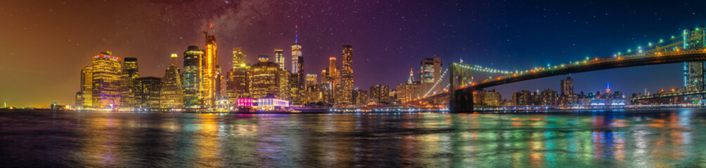 Fototapeta na wymiar new york city skyline ultra wide panorama manhattan travel destination