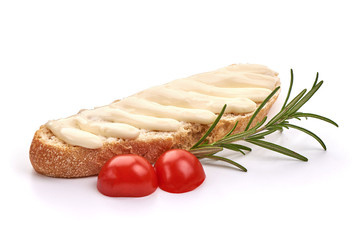 Cream cheese sandwich, Mascarpone, isolated on white background