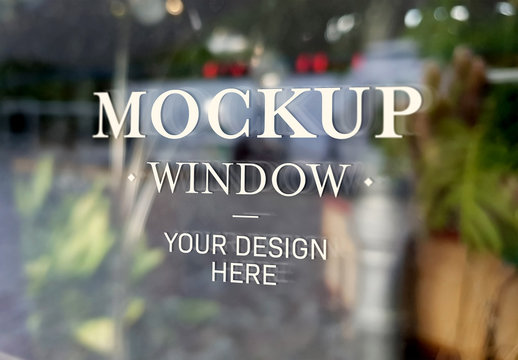 Window Signage Text Effect Mockup