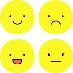 Set of cute flat colored facial expressions