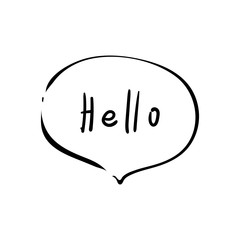 Hello icon message bubble. Vector illustration. Dialog text on white background. Text Hello sign