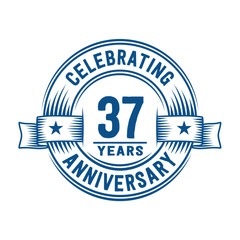 37 years logo design template. 37th anniversary vector and illustration.
