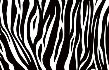 Fototapeta na wymiar Zebra print, animal skin, tiger stripes pattern fabric. vector illustration black and white