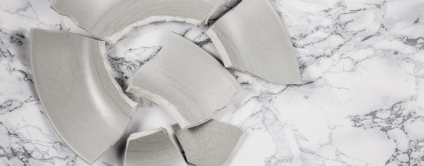 Broken Plate or broken  glass on the on the floor in the kitchen The concept of accidents in the...