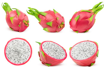 dragon fruit, pitahaya, pitaya, isolated on white background, clipping path, full depth of field