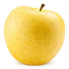 yellow apple isolated on white background, clipping path, full depth of field
