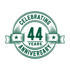 44 years logo design template. 44th anniversary vector and illustration.