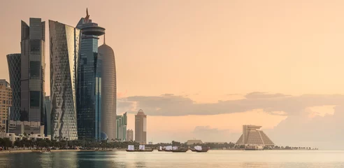 Fotobehang The skyline of West Bay and Doha City, Qatar © boule1301