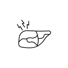 liver pain line icon on white background