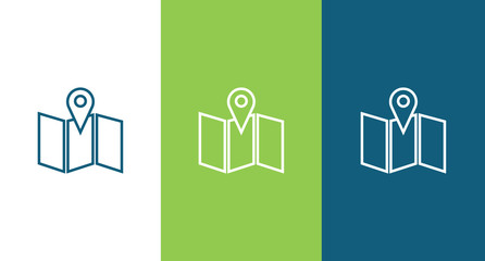 Map and pin outline icon illustration isolated vector sign symbol