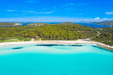 Turquoise lagoon bay on Sakarun beach on Dugi Otok island, Croatia, beautiful seascape and popular tourist destination