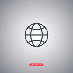 Web icon isolated on a gray background. Earth planet icon. Modern line style. 